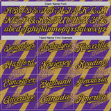 Custom Purple Old Gold Black-White Zigzag Shape 3D Pattern Design Bomber Full-Snap Varsity Letterman Hoodie Jacket