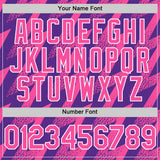 Custom Purple Pink-White Zigzag Shape 3D Pattern Design Bomber Full-Snap Varsity Letterman Hoodie Jacket