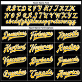 Custom Black Gold-White Bomber Full-Snap Varsity Faux Leather Letterman Jacket