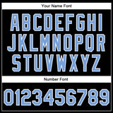 Custom Black Light Blue-White Bomber Full-Snap Varsity Faux Leather Letterman Jacket