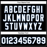 Custom Black White-Light Blue Bomber Full-Snap Varsity Faux Leather Letterman Jacket