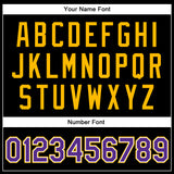 Custom Black Purple-Gold Bomber Full-Snap Varsity Faux Leather Letterman Jacket