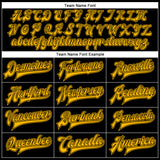 Custom Black Gold-Black Bomber Full-Snap Varsity Faux Leather Letterman Jacket