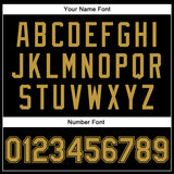 Custom Black Old Gold-Black Bomber Full-Snap Varsity Faux Leather Letterman Jacket