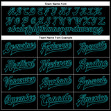 Custom Black Black-Teal Bomber Full-Snap Varsity Faux Leather Letterman Jacket