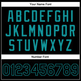 Custom Black Black-Teal Bomber Full-Snap Varsity Faux Leather Letterman Jacket