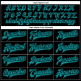 Custom Black Teal-Black Bomber Full-Snap Varsity Faux Leather Letterman Jacket