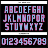 Custom Black Light Blue-Pink Bomber Full-Snap Varsity Faux Leather Letterman Jacket