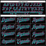 Custom Black Pink-Aqua Bomber Full-Snap Varsity Faux Leather Letterman Jacket