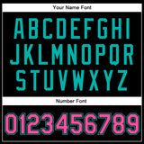 Custom Black Pink-Aqua Bomber Full-Snap Varsity Faux Leather Letterman Jacket