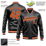 Custom Black Orange-White Bomber Full-Snap Varsity Faux Leather Letterman Jacket