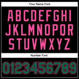 Custom Black Kelly Green-Pink Bomber Full-Snap Varsity Faux Leather Letterman Jacket