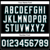 Custom Black White-Teal Bomber Full-Snap Varsity Faux Leather Letterman Jacket