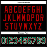 Custom Black Kelly Green-Red Bomber Full-Snap Varsity Faux Leather Letterman Jacket