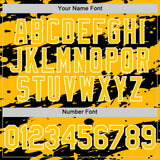 Custom Black Gold-White Splash 3D Pattern Design Bomber Full-Snap Varsity Letterman Hoodie Jacket