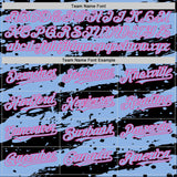 Custom Black Light Blue-Pink Splash 3D Pattern Design Bomber Full-Snap Varsity Letterman Hoodie Jacket