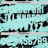 Custom Black Ice Blue-White Splash 3D Pattern Design Bomber Full-Snap Varsity Letterman Hoodie Jacket