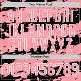 Custom Black Medium Pink-White Splash 3D Pattern Design Bomber Full-Snap Varsity Letterman Hoodie Jacket