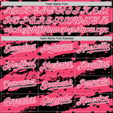 Custom Black Neon Pink-White Splash 3D Pattern Design Bomber Full-Snap Varsity Letterman Hoodie Jacket