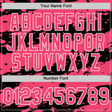 Custom Black Neon Pink-White Splash 3D Pattern Design Bomber Full-Snap Varsity Letterman Hoodie Jacket