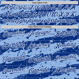 Custom Light Blue Royal-White Splash 3D Pattern Design Bomber Full-Snap Varsity Letterman Hoodie Jacket