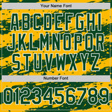 Custom Gold Green-White Splash 3D Pattern Design Bomber Full-Snap Varsity Letterman Hoodie Jacket