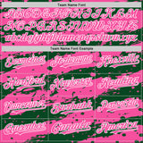 Custom Green Pink-White Splash 3D Pattern Design Bomber Full-Snap Varsity Letterman Hoodie Jacket