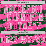 Custom Green Pink-White Splash 3D Pattern Design Bomber Full-Snap Varsity Letterman Hoodie Jacket