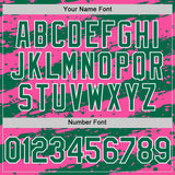 Custom Pink Kelly Green-White Splash 3D Pattern Design Bomber Full-Snap Varsity Letterman Hoodie Jacket