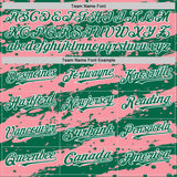 Custom Medium Pink Kelly Green-White Splash 3D Pattern Design Bomber Full-Snap Varsity Letterman Hoodie Jacket