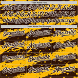 Custom Gold Brown-White Splash 3D Pattern Design Bomber Full-Snap Varsity Letterman Hoodie Jacket