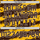 Custom Gold Brown-White Splash 3D Pattern Design Bomber Full-Snap Varsity Letterman Hoodie Jacket