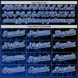 Custom Black Royal-White Abstract Fragment Art 3D Pattern Design Bomber Full-Snap Varsity Letterman Hoodie Jacket