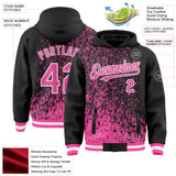 Custom Black Pink-White Abstract Fragment Art 3D Pattern Design Bomber Full-Snap Varsity Letterman Hoodie Jacket