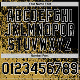 Custom Old Gold Black-White Abstract Fragment Art 3D Pattern Design Bomber Full-Snap Varsity Letterman Hoodie Jacket