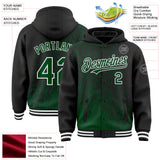 Custom Black Green-White Abstract Fragment Art 3D Pattern Design Bomber Full-Snap Varsity Letterman Hoodie Jacket
