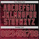 Custom Black Crimson-Cream Abstract Fragment Art 3D Pattern Design Bomber Full-Snap Varsity Letterman Hoodie Jacket