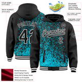 Custom Lakes Blue Black-White Abstract Fragment Art 3D Pattern Design Bomber Full-Snap Varsity Letterman Hoodie Jacket