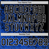 Custom Thunder Blue Black-White Abstract Fragment Art 3D Pattern Design Bomber Full-Snap Varsity Letterman Hoodie Jacket