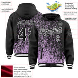 Custom Light Purple Black-White Abstract Fragment Art 3D Pattern Design Bomber Full-Snap Varsity Letterman Hoodie Jacket