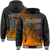 Custom Bay Orange Black-White Abstract Fragment Art 3D Pattern Design Bomber Full-Snap Varsity Letterman Hoodie Jacket