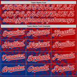 Custom Royal Red-White Abstract Fragment Art 3D Pattern Design Bomber Full-Snap Varsity Letterman Hoodie Jacket