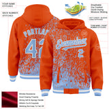 Custom Orange Light Blue-White Abstract Fragment Art 3D Pattern Design Bomber Full-Snap Varsity Letterman Hoodie Jacket