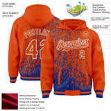 Custom Royal Orange-White Abstract Fragment Art 3D Pattern Design Bomber Full-Snap Varsity Letterman Hoodie Jacket
