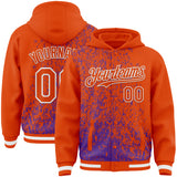 Custom Purple Orange-White Abstract Fragment Art 3D Pattern Design Bomber Full-Snap Varsity Letterman Hoodie Jacket