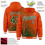 Custom Orange Green-White Abstract Fragment Art 3D Pattern Design Bomber Full-Snap Varsity Letterman Hoodie Jacket