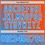 Custom Orange Powder Blue-White Abstract Fragment Art 3D Pattern Design Bomber Full-Snap Varsity Letterman Hoodie Jacket