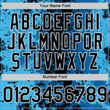 Custom Blue Black-White 3D Pattern Design Bomber Full-Snap Varsity Letterman Hoodie Jacket