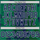 Custom Green Navy-White 3D Pattern Design Bomber Full-Snap Varsity Letterman Hoodie Jacket