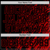 Custom Black Black-Red 3D Pattern Design Bomber Full-Snap Varsity Letterman Hoodie Jacket